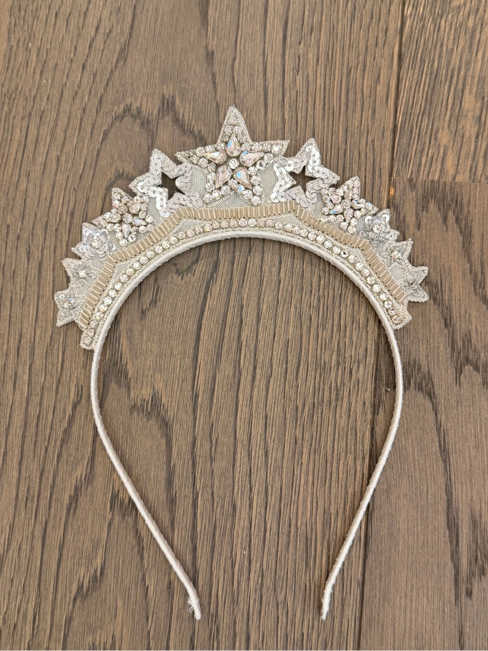 Tutu Du Monde Silver Star & Floral Beaded Tiara Headband